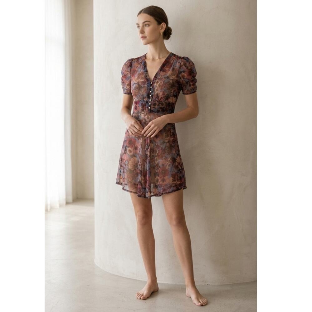 Forever 21 NWT Floral Mesh Sheer Mini Dress - Size XS - Cottagecore Boho